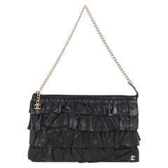 Chanel CC Chain Fringe Wristlet Clutch Quilted Leather