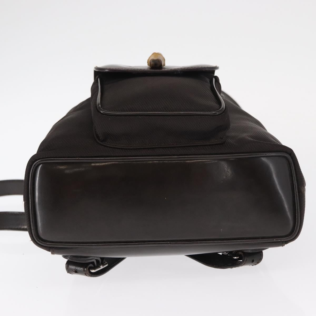Gucci Vintage Bamboo Backpack Nylon and Patent Leather