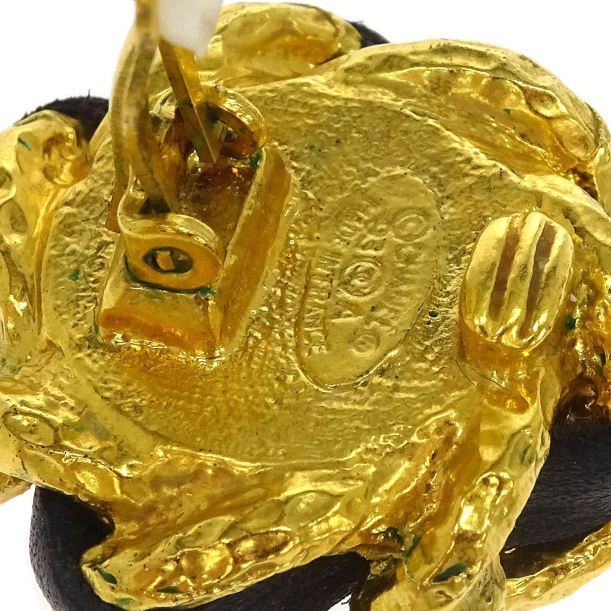 Chanel Vintage Round Clip-On Earrings Metal with Faux Pearl