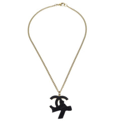 Chanel CC Bow Chain Pendant Necklace Metal with Leather