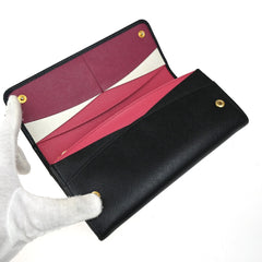 Prada Flap Wallet with Card Holder Saffiano Leather