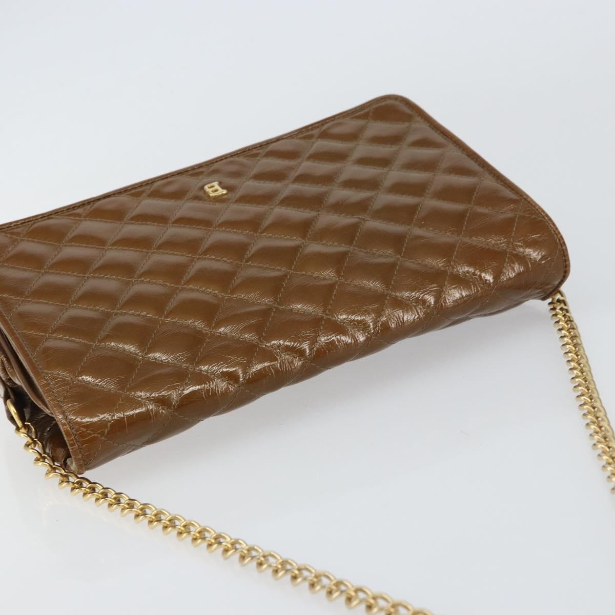 Bally Vintage Chain Shoulder Bag Quilted Patent leather