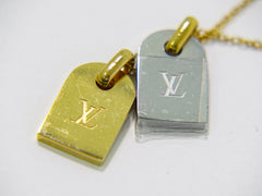 Louis Vuitton Nanogram Name Tag Pendant Necklace Metal