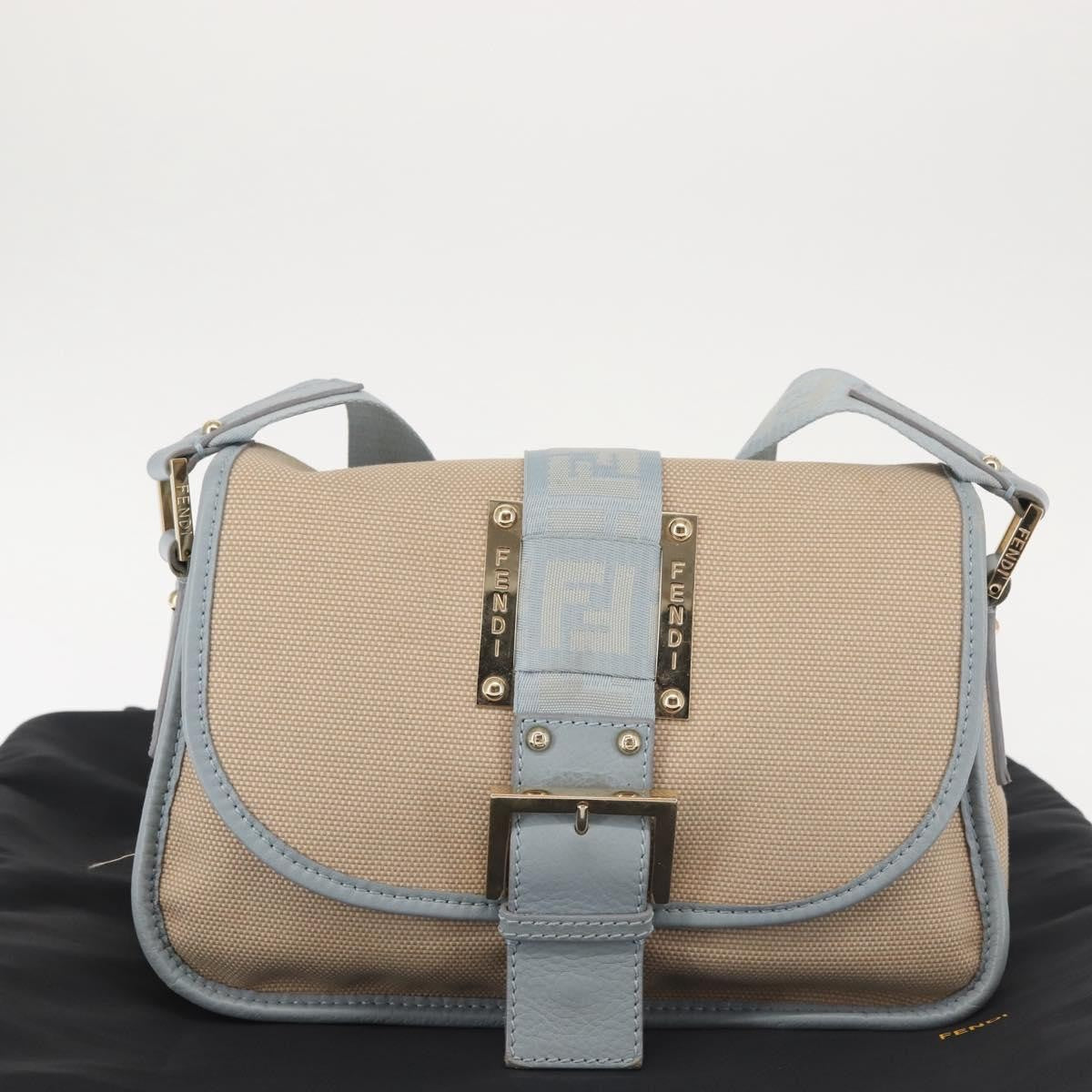 Fendi Logo Flap Shoulder Bag Canvas