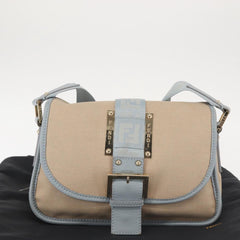 Fendi Logo Flap Shoulder Bag Canvas