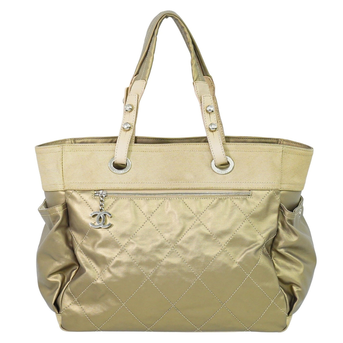 Chanel Biarritz Pocket Tote Quilted Coated Canvas