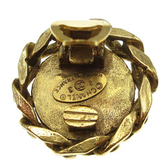 Chanel Vintage CC Round Clip-On Earrings Metal with Crystals