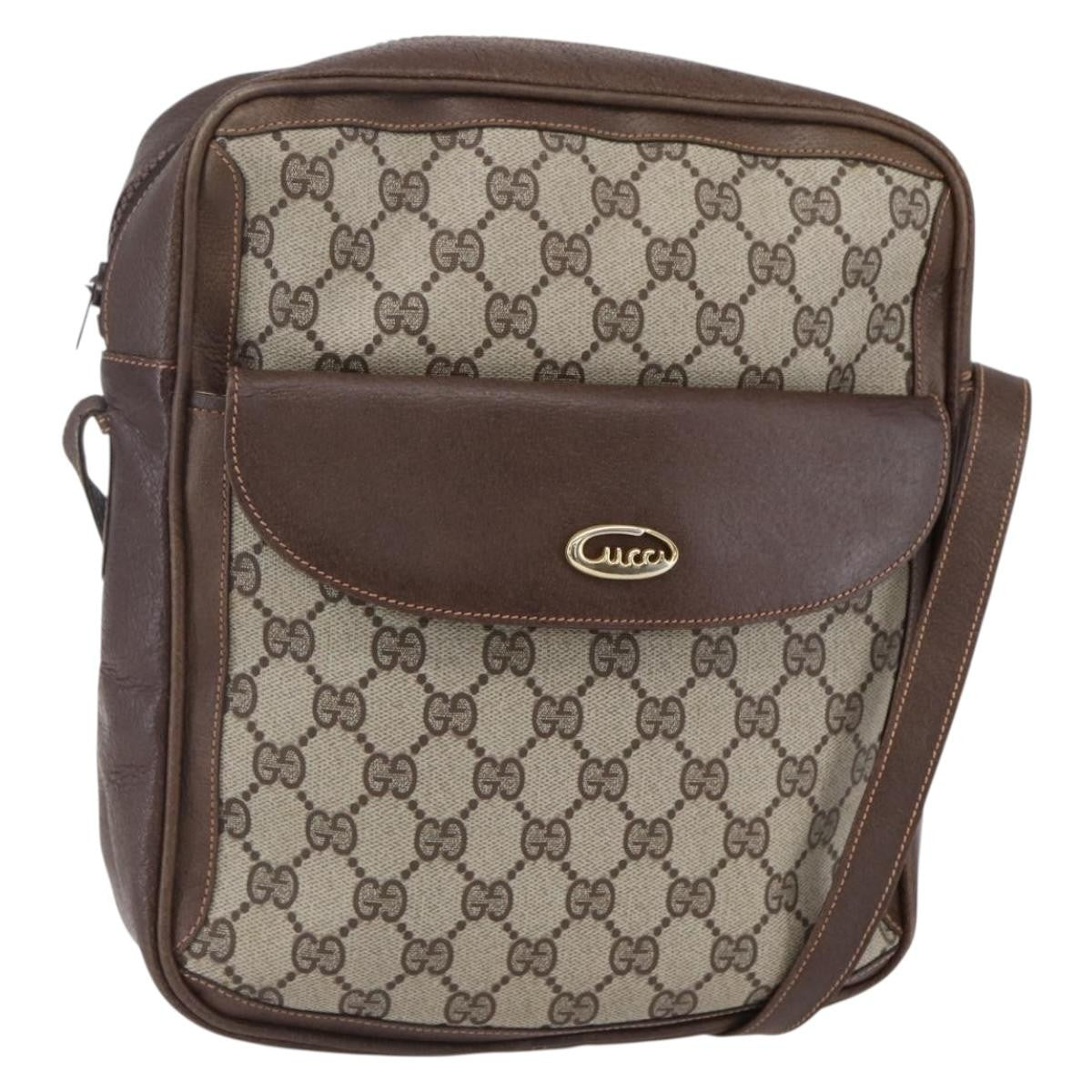 Gucci Front Pocket Messenger Bag GG Canvas with Leather