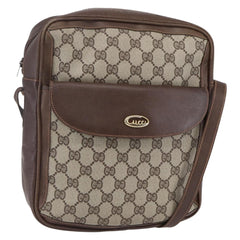 Gucci Front Pocket Messenger Bag GG Canvas with Leather