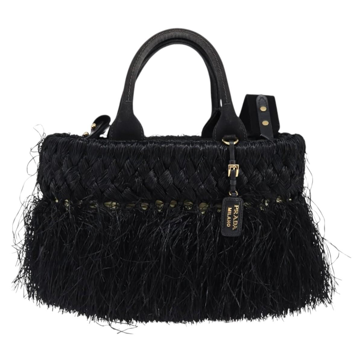 Prada Fringe Wicker Tote Woven Straw