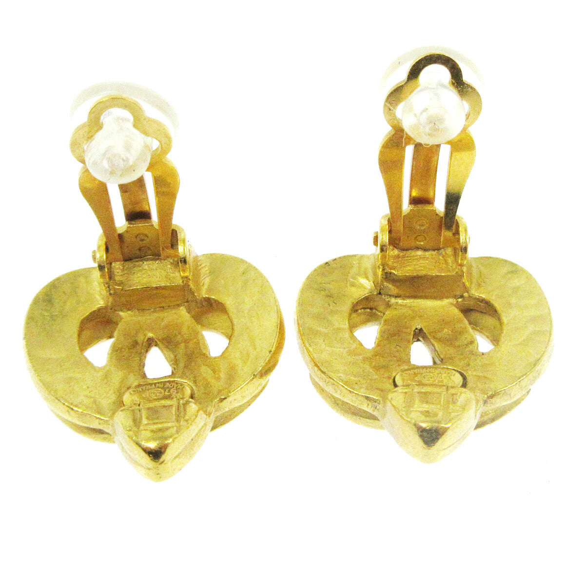 Chanel Vintage CC Heart Clip-On Earrings Metal