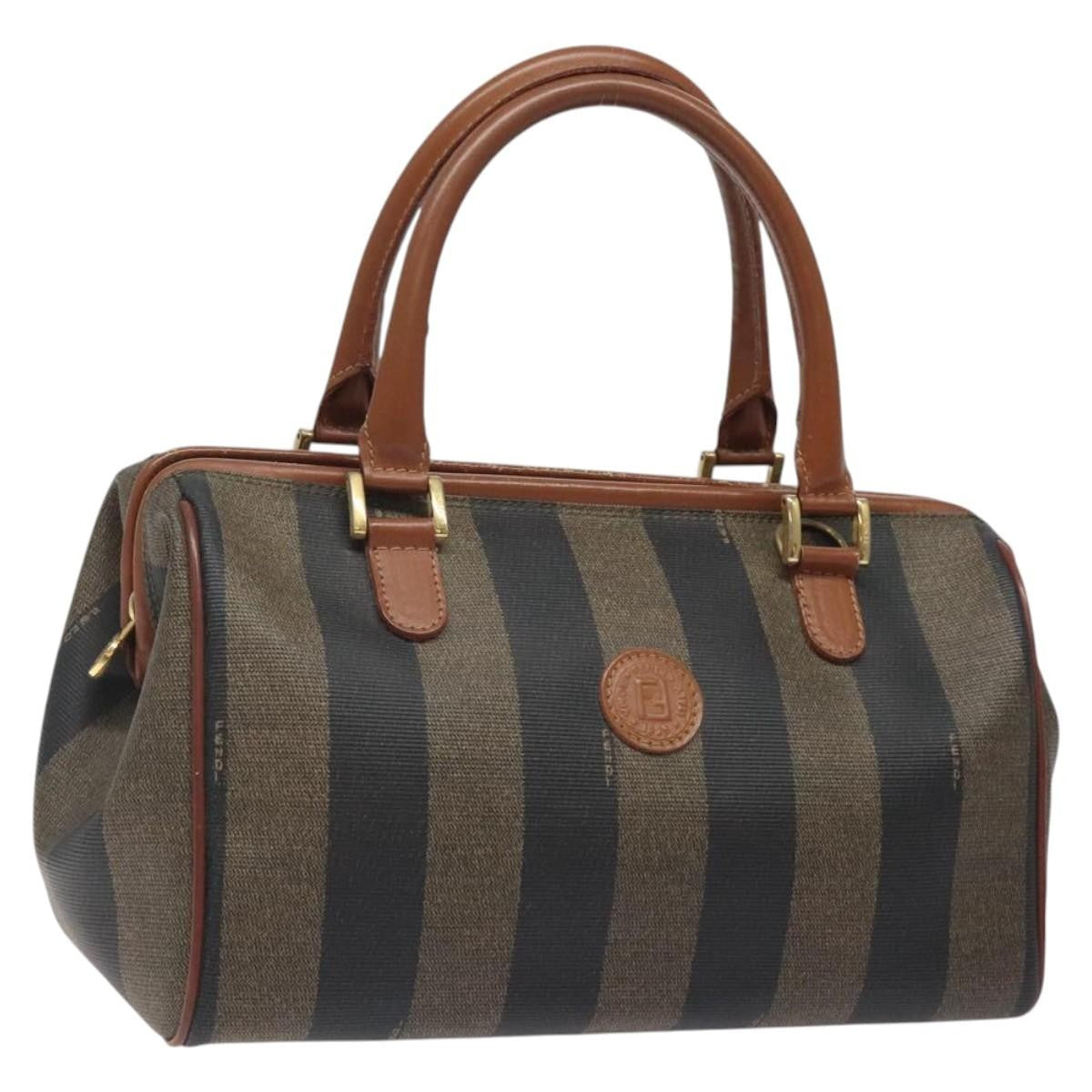 Fendi Vintage Pequin Boston Bag Coated Canvas