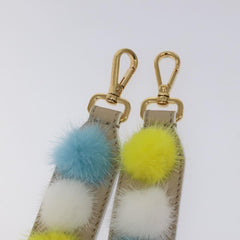 Fendi Pom Pom Strap You Shoulder Strap Leather and Fur
