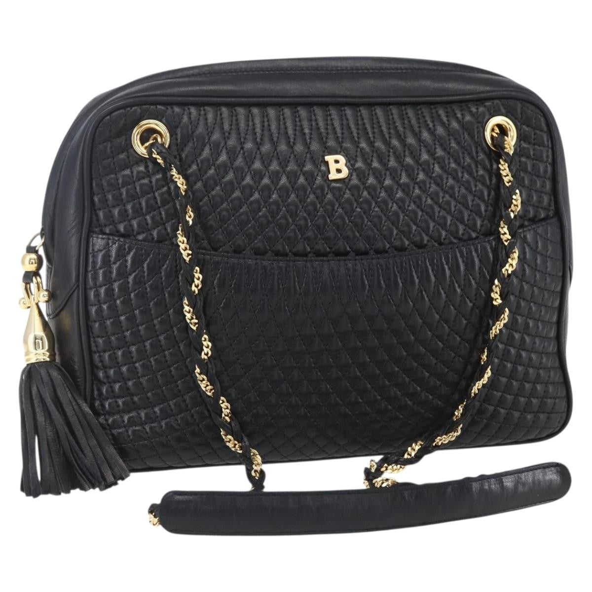Bally Vintage Chain Shoulder Bag Quilted Leather