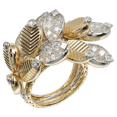 Cartier Grain de Cafe Ring 18K Yellow Gold with 18K White Gold and Diamonds