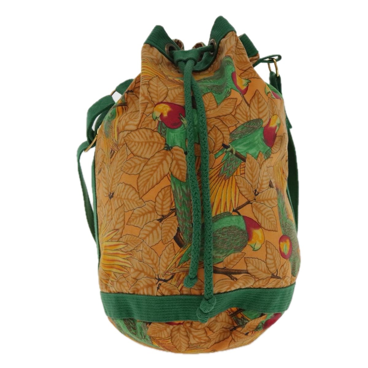 Hermes Vintage Drawstring Bucket Shoulder Bag Printed Canvas
