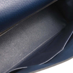 Hermes Kelly Handbag Blue Ardennes with Gold Hardware