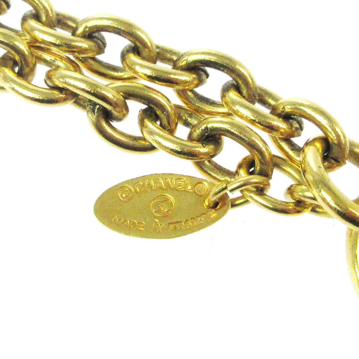 Chanel Vintage Quilted CC Pendant Necklace Metal