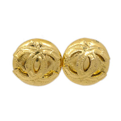 Chanel Vintage CC Round Clip-On Earrings Metal