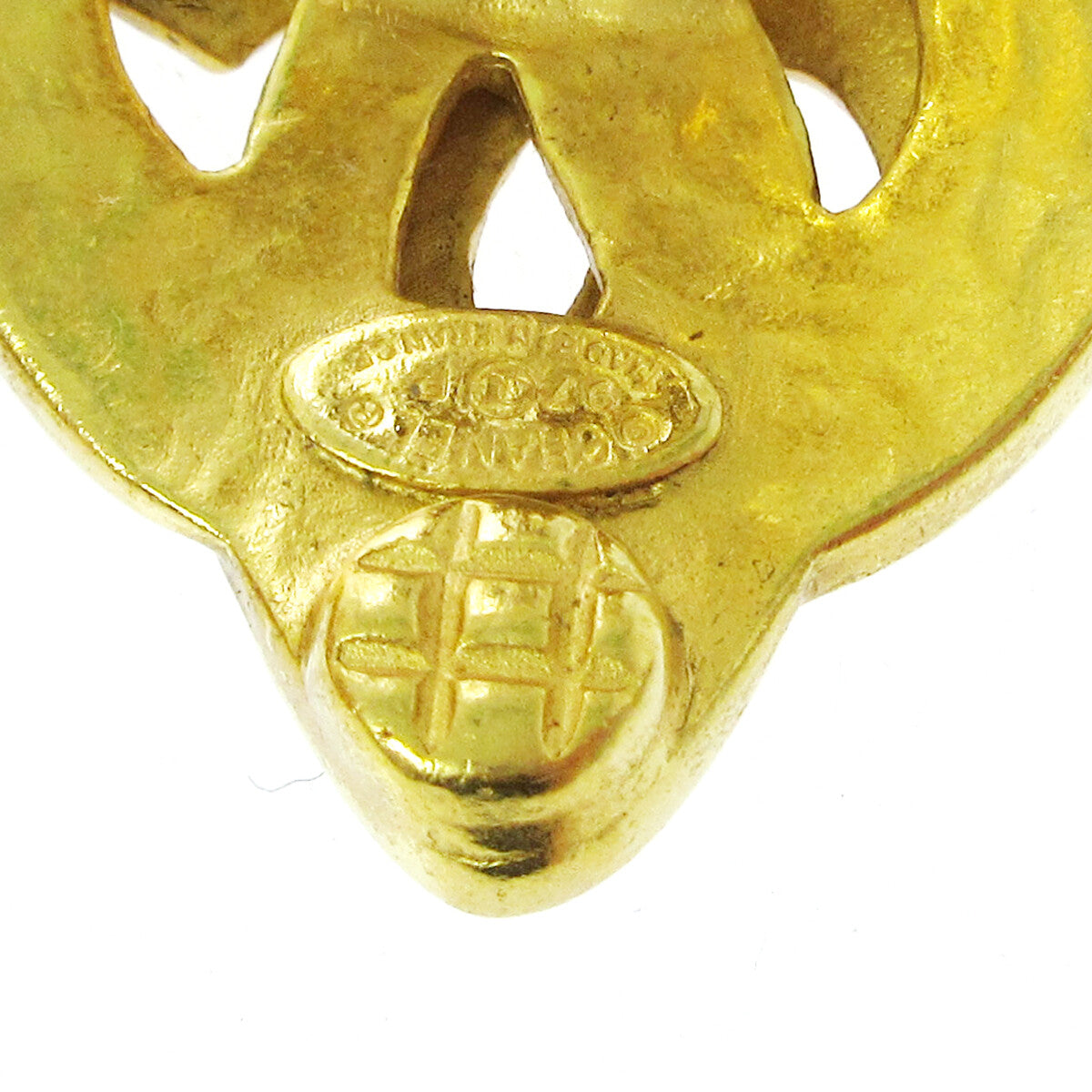 Chanel Vintage CC Heart Cut Out Drop Clip-On Earrings Metal