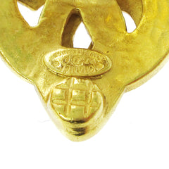 Chanel Vintage CC Heart Cut Out Drop Clip-On Earrings Metal