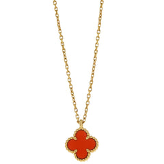 Van Cleef & Arpels Magic Alhambra Pendant Long Necklace 18K Yellow Gold and Carnelian