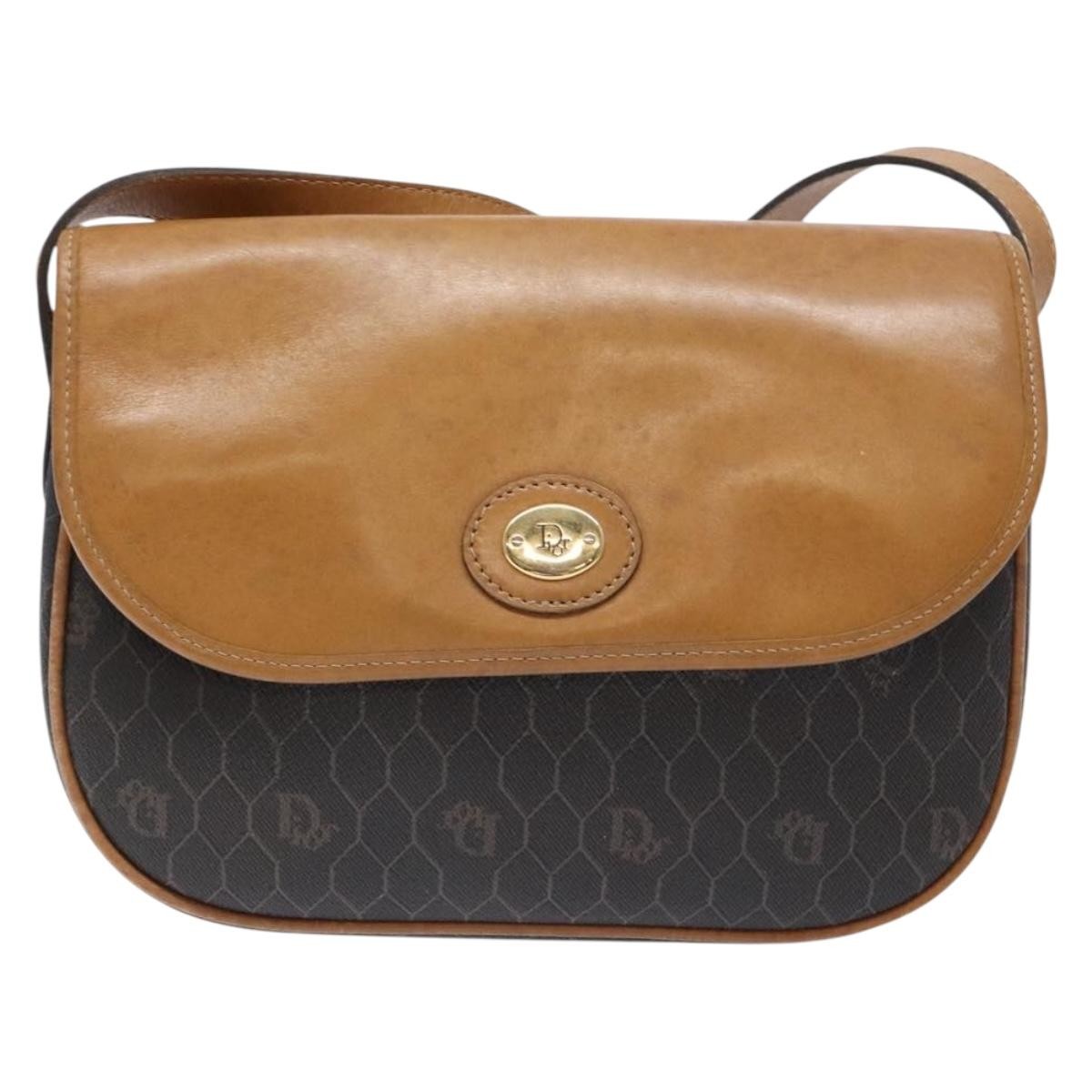 Christian Dior Vintage Honeycomb Flap Crossbody Bag Canvas and Leather