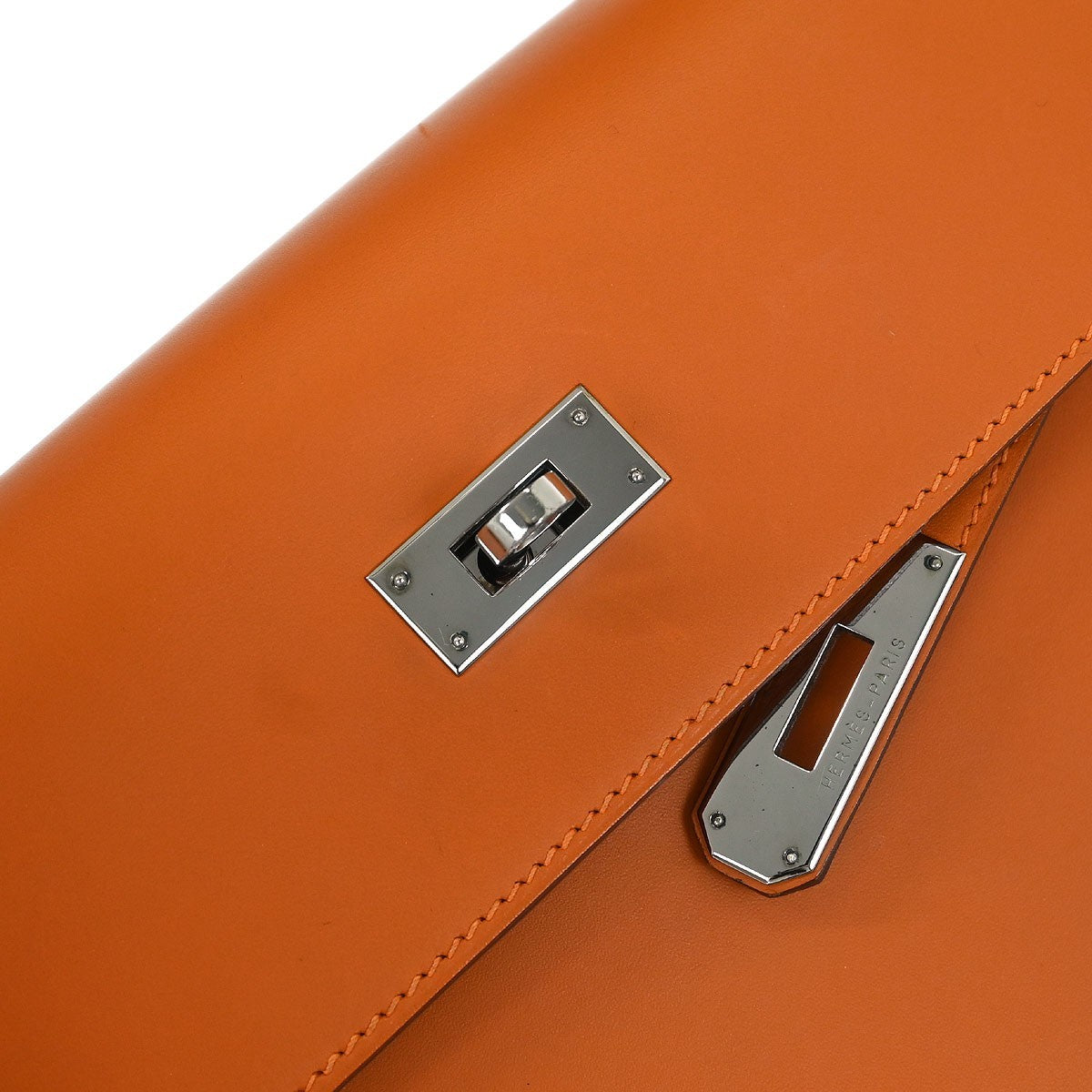 Hermes Kelly Handbag Orange Swift with Palladium Hardware