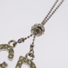 Christian Dior Bow CD Pendant Necklace Metal with Crystal