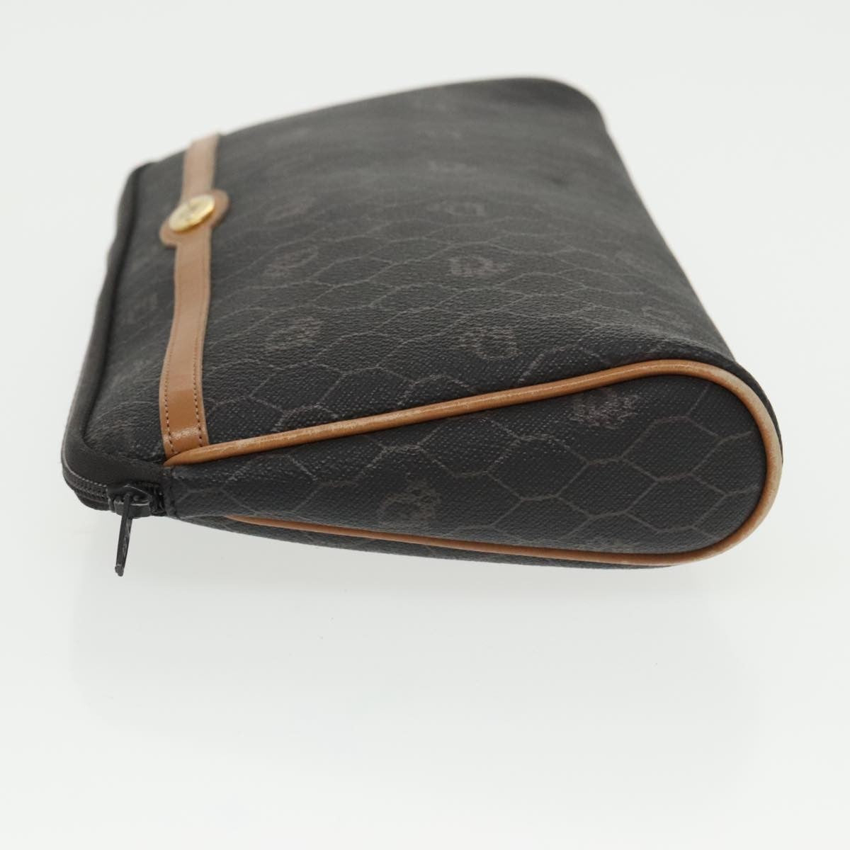 Christian Dior Vintage Honeycomb Zip Pouch Coated Canvas