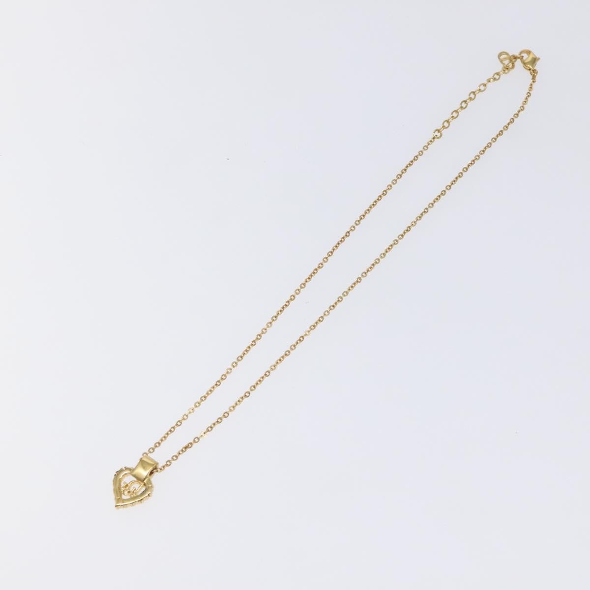 Christian Dior Logo Heart Pendant Necklace Metal