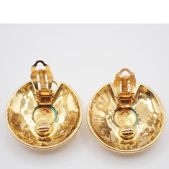 Chanel Vintage CC Round Button Clip-On Earrings Metal