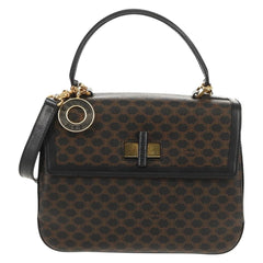 Celine Vintage Convertible Top Handle Bag Macadam Coated Canvas