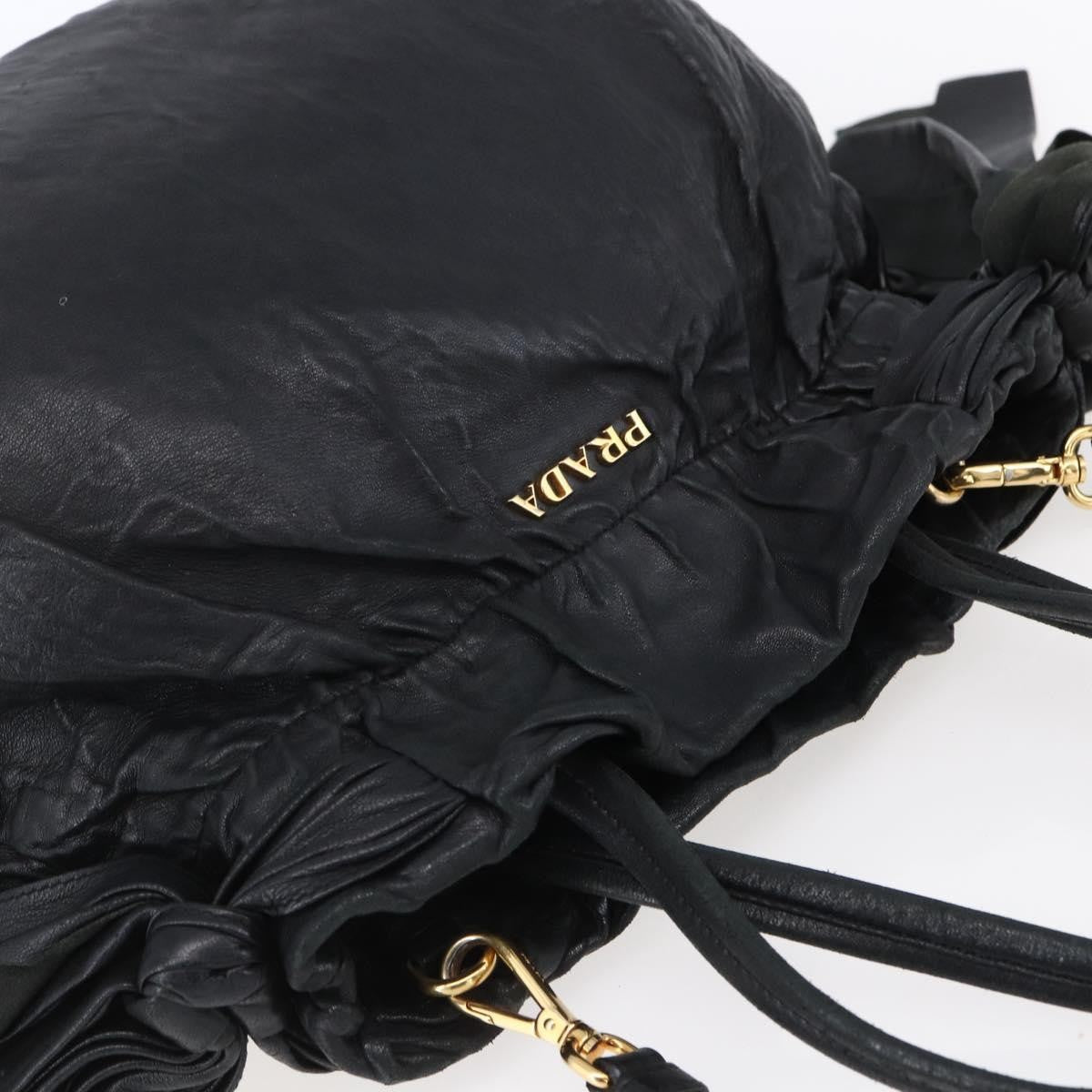 Prada Bow Tie Pleated Tote Leather