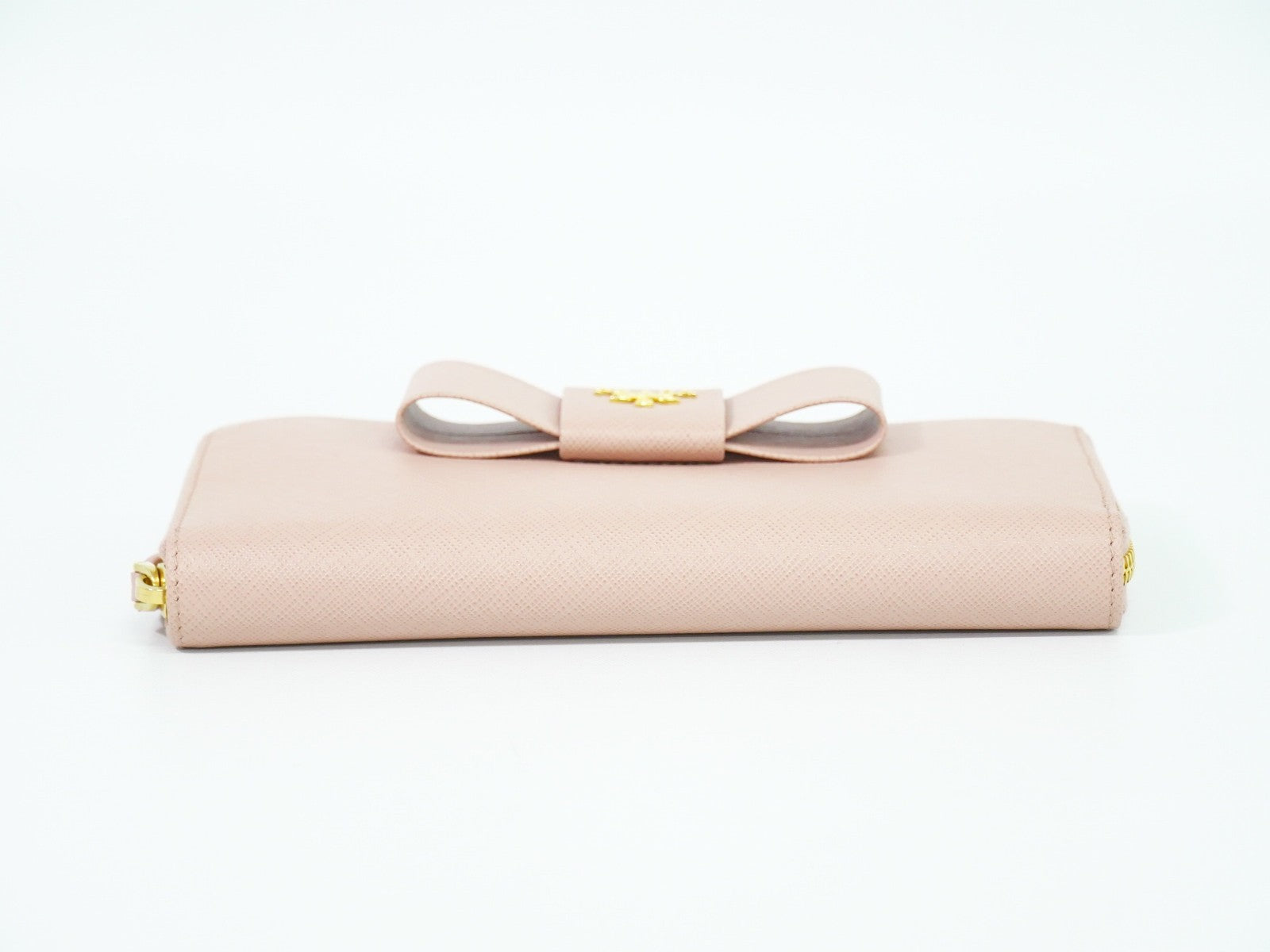 Prada Bow Zip Around Wallet Saffiano Leather