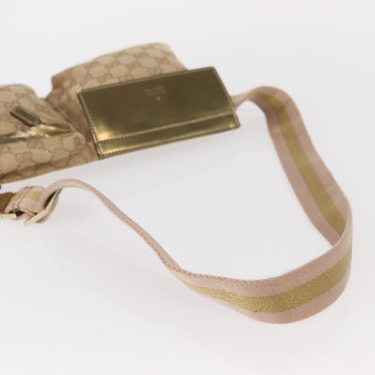 Gucci Vintage Double Belt Bag GG Coated Canvas with Leather