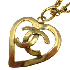 Chanel CC Heart Pendant Necklace Metal