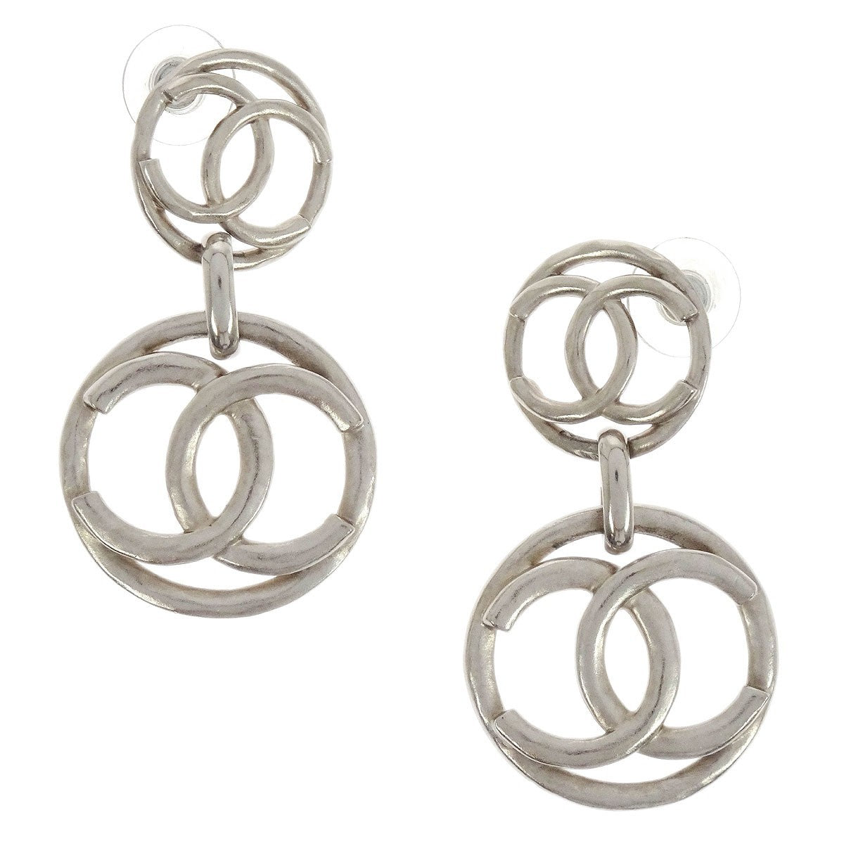 Chanel Vintage Round CC Drop Clip-On Earrings Metal