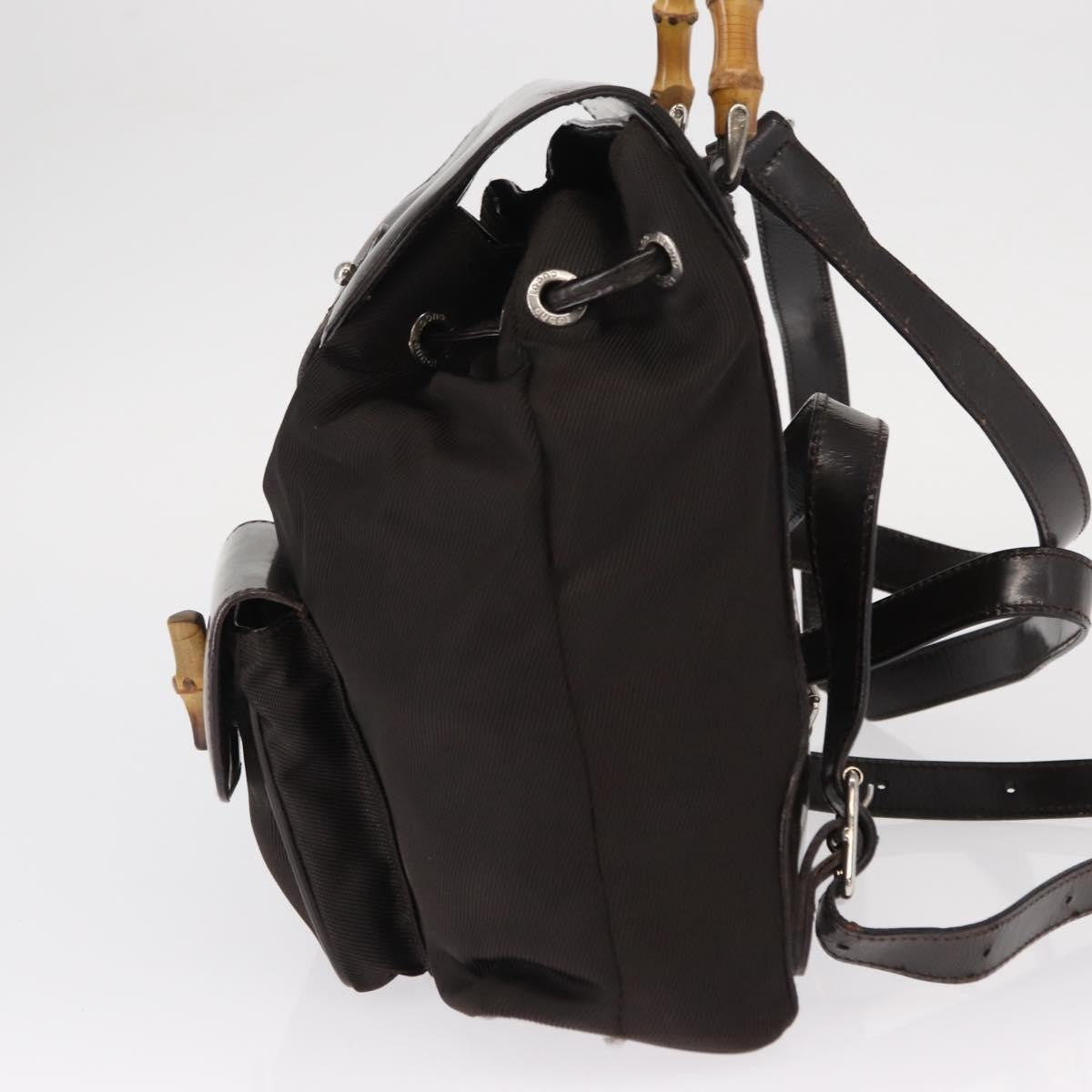 Gucci Vintage Bamboo Backpack Nylon and Patent Leather