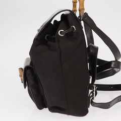 Gucci Vintage Bamboo Backpack Nylon and Patent Leather
