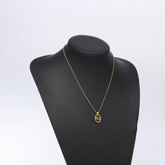 Christian Dior CD Round Pendant Necklace Metal