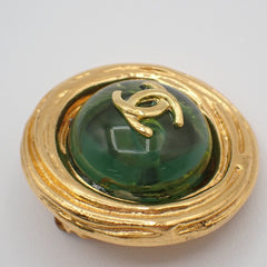 Chanel CC Button Clip-On Earrings Metal with Faux Pearl