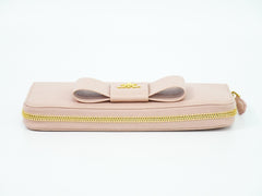 Prada Bow Zip Around Wallet Saffiano Leather
