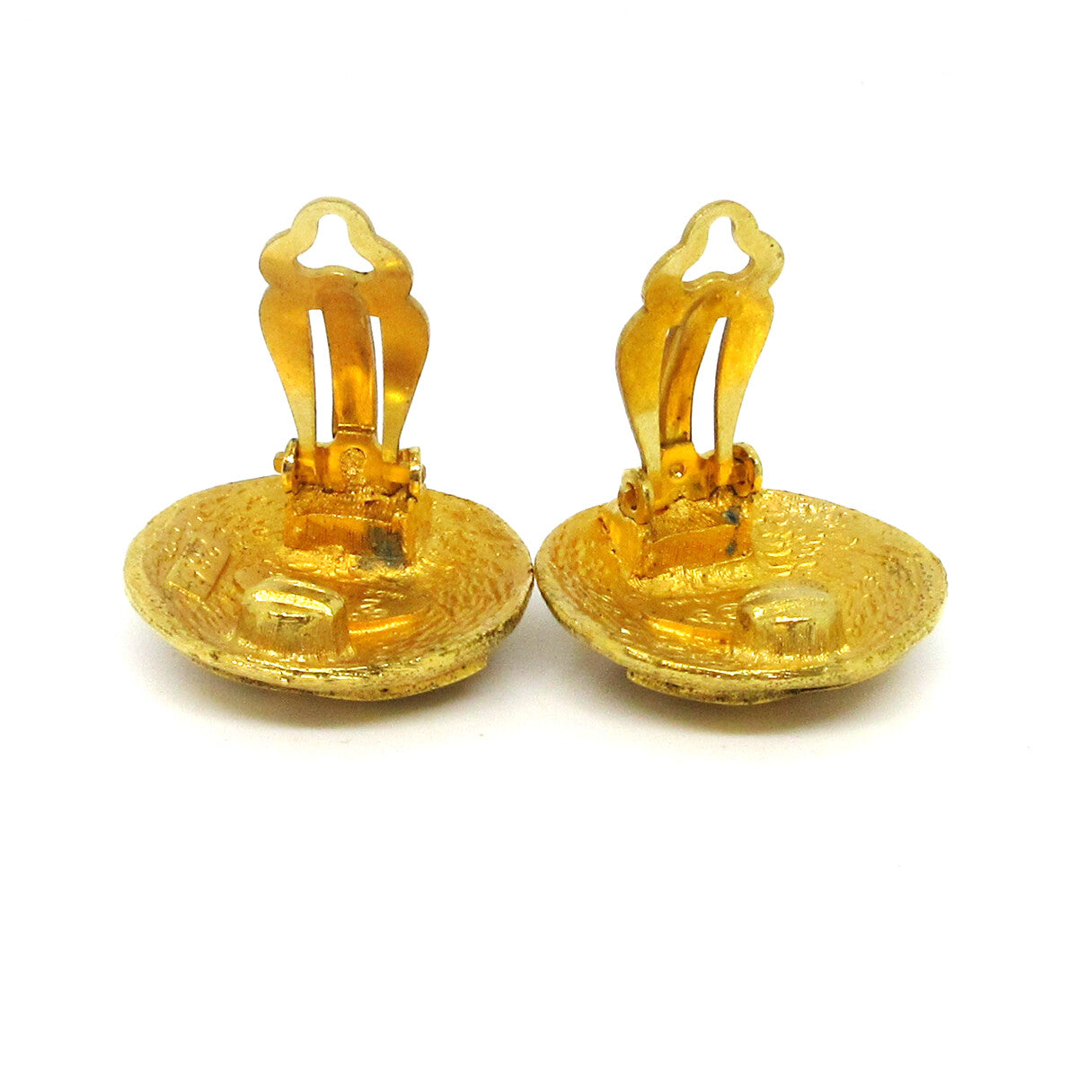 Chanel Vintage CC Round Clip-On Earrings Metal