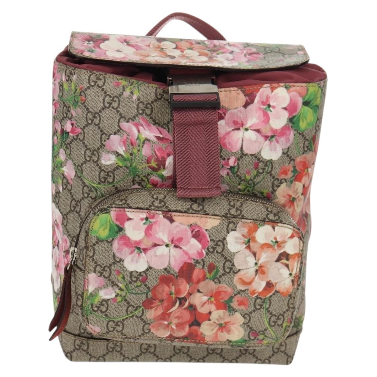 Gucci Buckle Backpack Blooms Print GG Coated Canvas