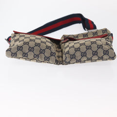 Gucci Vintage Double Belt Bag GG Canvas with Leather