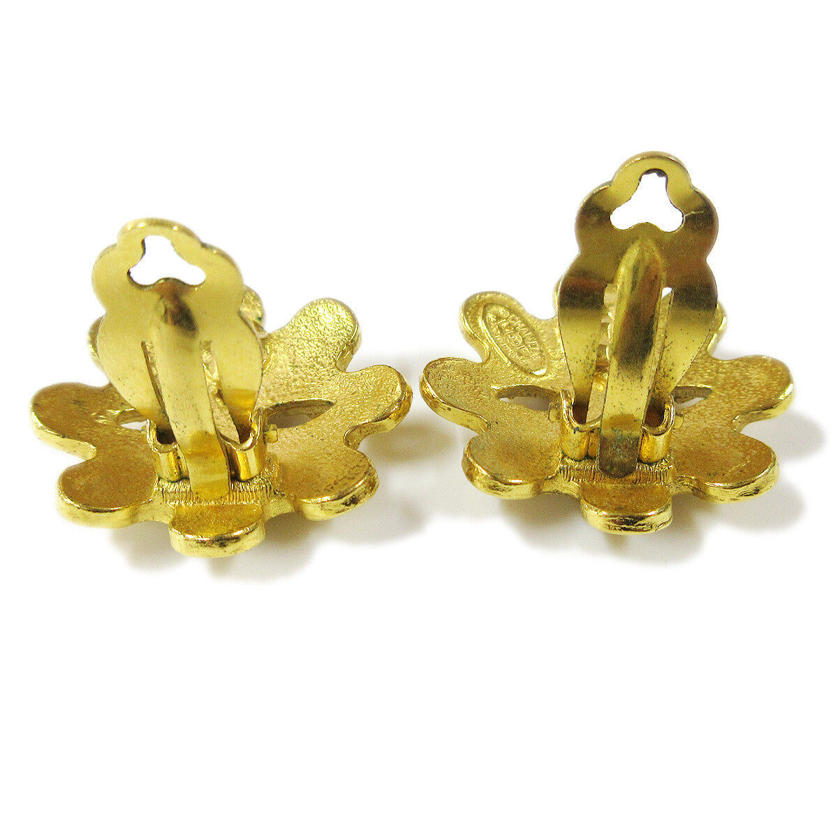 Chanel Vintage CC Flower Cutout Round Clip-On Earrings Metal
