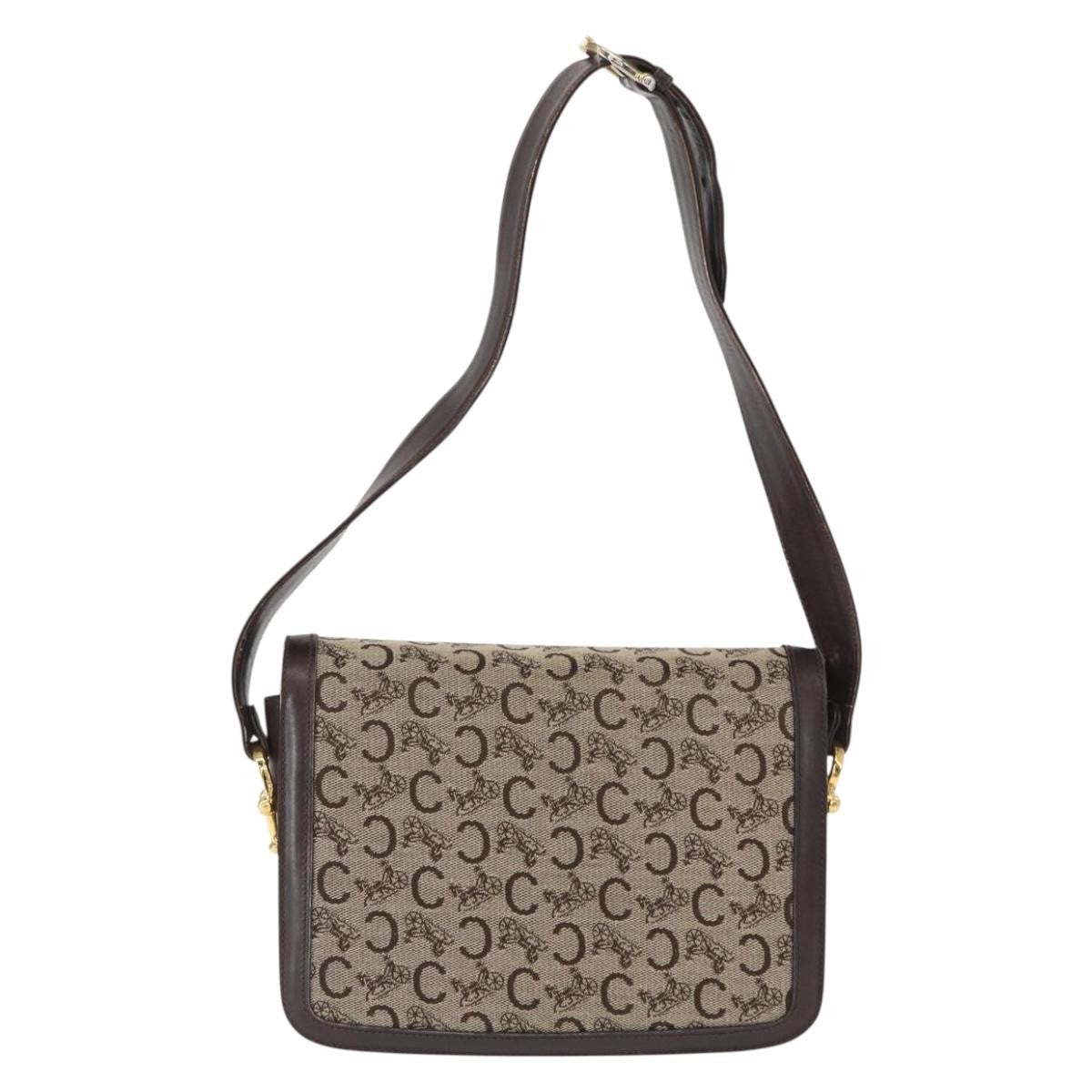 Celine Vintage C Sulky Horsebit Shoulder bag Canvas and Leather