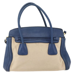 Prada Cuir Frame Convertible Tote Canvas and Saffiano Leather