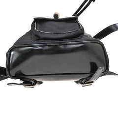 Gucci Vintage Bamboo Backpack Nylon and Patent Leather